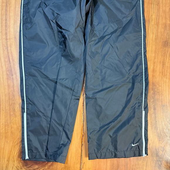NOS Vintage Y2K Nike Women's Pants XL 16-18 Black Wide leg Swishy Stripe C18 - Picture 2 of 8